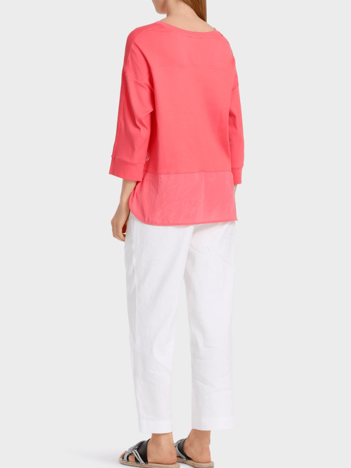 Marc Cain Sports Tops Marc Cain Sports Layered Blouse In Light Neon Red WS 55.10 J67 COL 238 izzi-of-baslow