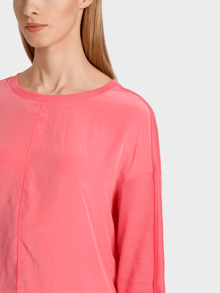 Marc Cain Sports Tops Marc Cain Sports Layered Blouse In Light Neon Red WS 55.10 J67 COL 238 izzi-of-baslow