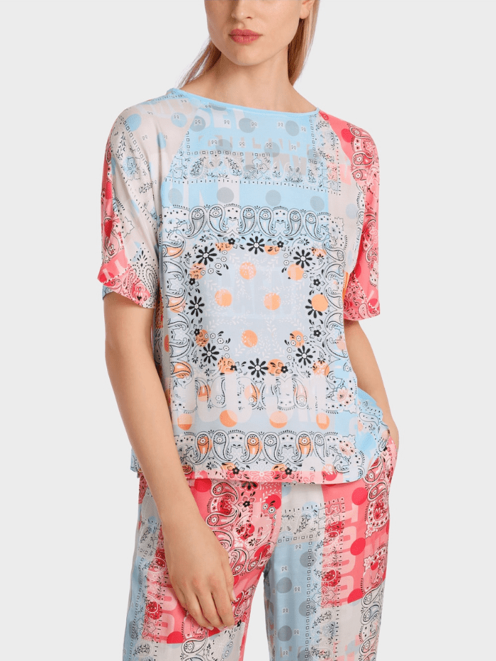 Marc Cain Sports Tops Marc Cain Sports Printed Short Sleeve Blouse WS 51.19 W07 COL 238 izzi-of-baslow