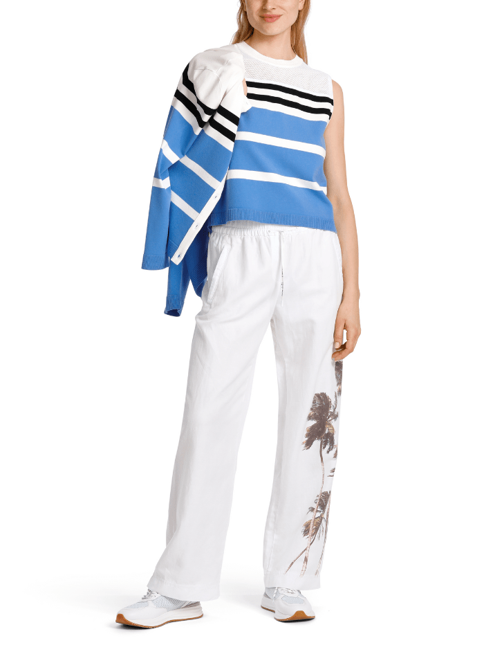 Marc-Cain-Sports-Striped-Sleeveless-Top-In-Bright-Azure-WS 61.09 M35 COL 363 izzi-of-baslow