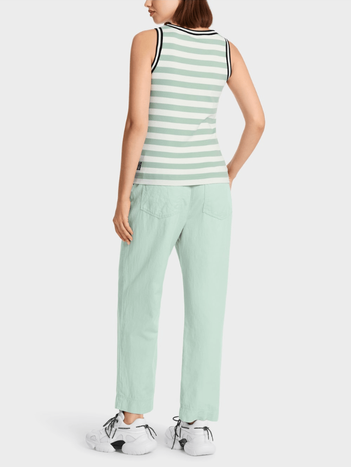Marc-Cain-Sports-Sleeveless-Striped-Top-In-Soft-Sage-WS 61.05 J53 Col 509 izzi-of-baslow