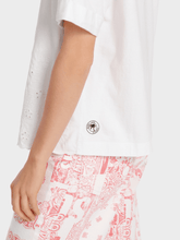 Marc Cain Sports Tops Marc Cain Sports White T Shirt With Eyelet Embroidery WS 48.01 J74 COL 100 izzi-of-baslow