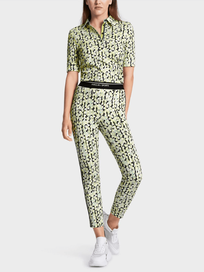 Marc Cain Sports Trousers Marc Cain Sports SOFIA Printed Trousers In Soft Sage WS 81.27 J19 Col 509 izzi-of-baslow