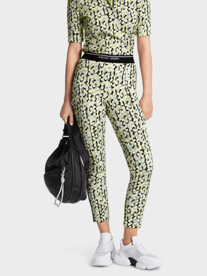 Marc Cain Sports Trousers Marc Cain Sports SOFIA Printed Trousers In Soft Sage WS 81.27 J19 Col 509 izzi-of-baslow