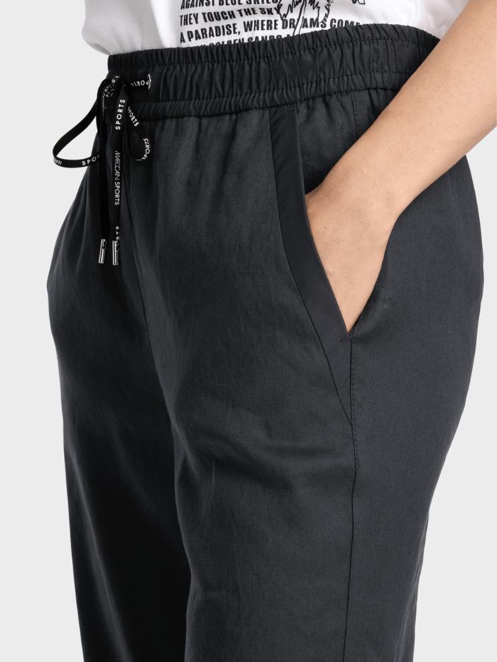 Marc Cain Sports Trousers Marc Cain Sports WUSU Linen Trousers In Midnight Blue  WS 81.47 W03 COL 395 izzi-of-baslow