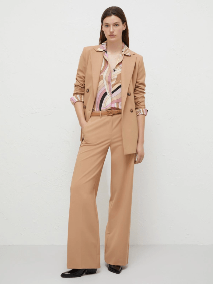 Marella Stretch Blazer in Camel Pied
