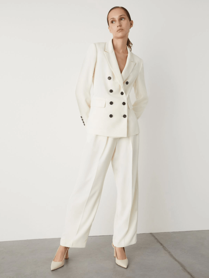 Marella Coats and Jackets Marella STELLA Double Breasted Blazer In Wool White 24130410432 Col 001 izzi-of-baslow