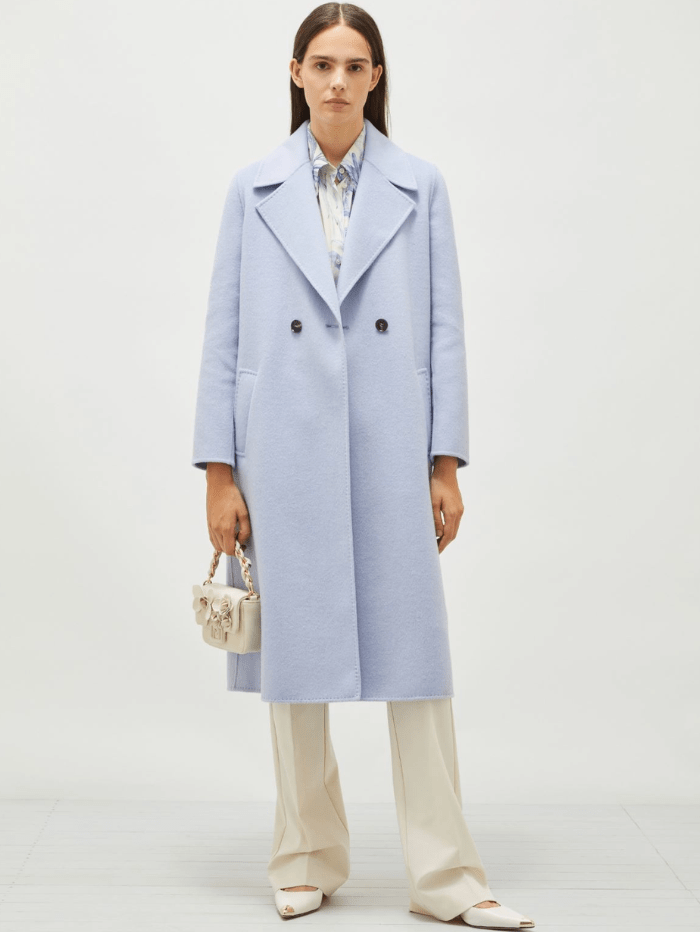 Col Coates Marella Women's ALIBI Double Breasted Wool Blend Coat In Light Blue 25 ...