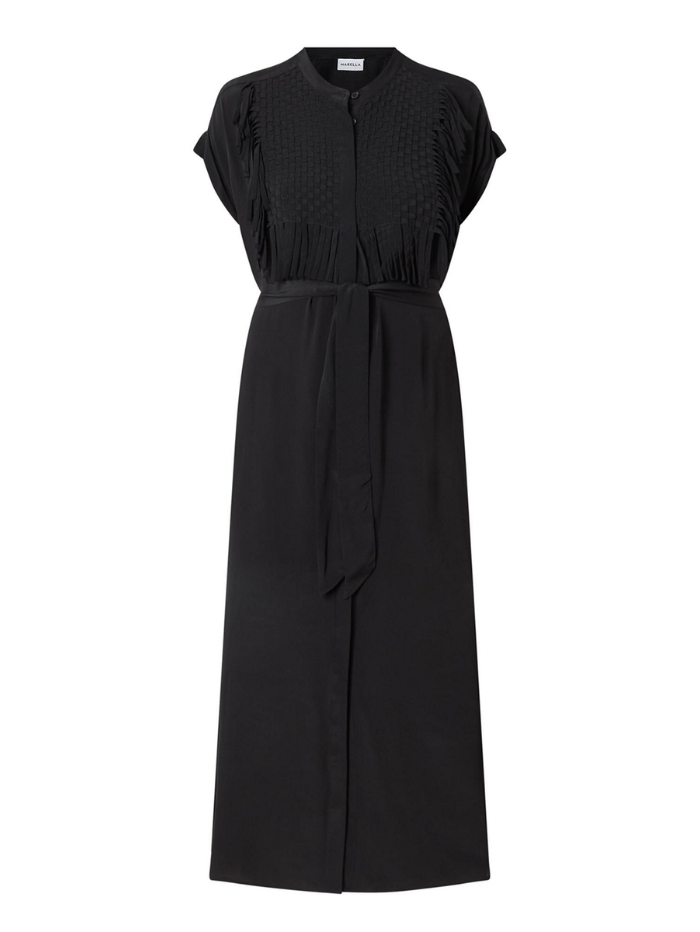 Marella Dresses Marella FORMA Midi Black Dress With Woven Tassel Design  24132211822 Col 003 izzi-of-baslow