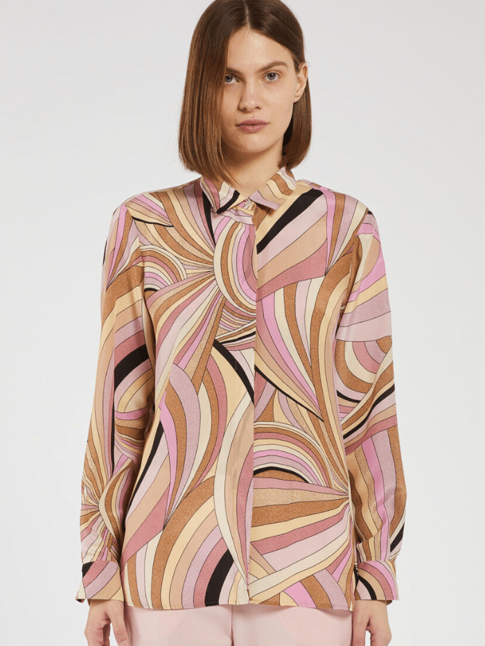 Marella Tops 8 Marella MINERVA Patterned Silk Crepe Shirt 24231160822 Col 001 izzi-of-baslow
