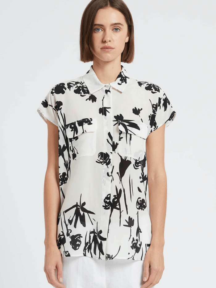 Marella Tops 8 Marella MISTER Silk White Floral Print Shirt 24131110722 Col 001 izzi-of-baslow