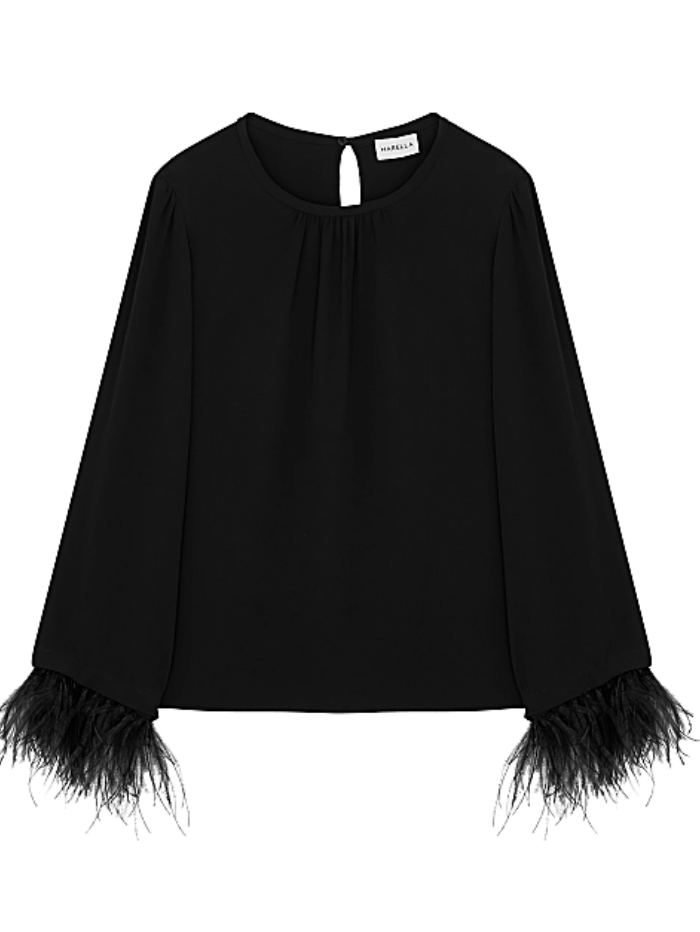 Marella-Black-Rivista-Blouse-With-Feather-Cuffs 23311609362 Col 009 izzi-of-baslow