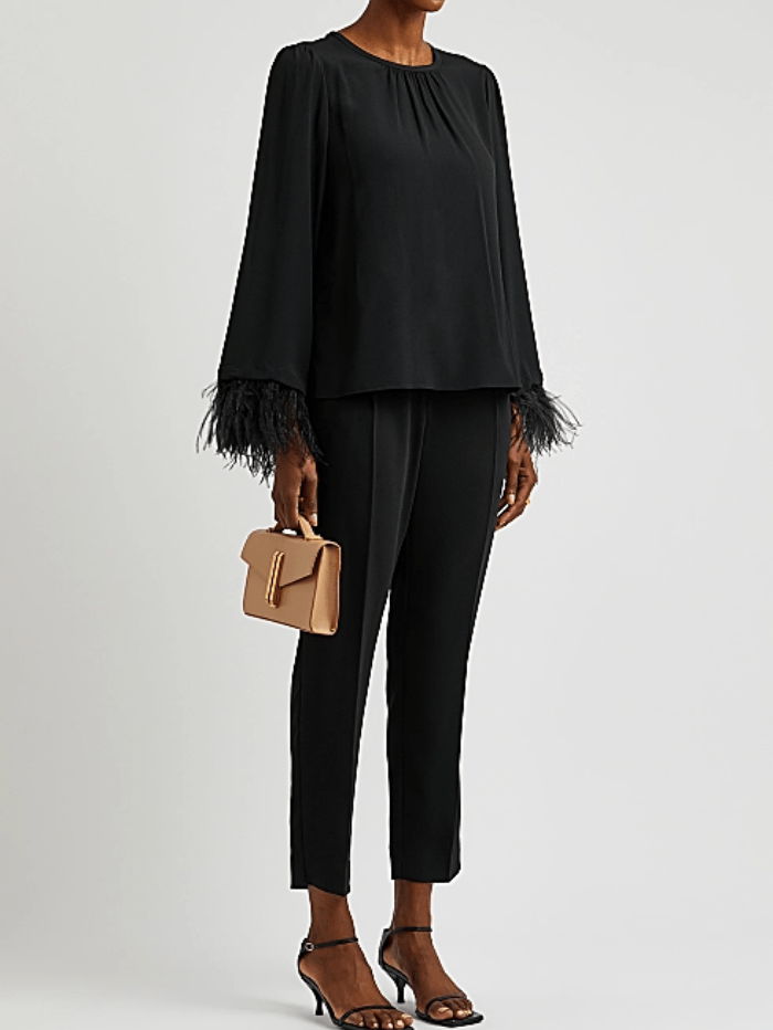 Marella-Black-Rivista-Blouse-With-Feather-Cuffs 23311609362 Col 009 izzi-of-baslow izzi-of-baslow