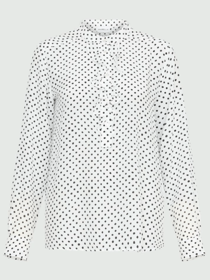 Marella-TAGLIA-Ruched-Polka-Dot-Patterned-Blouse-24131111512 Col 001 izzi-of-baslow