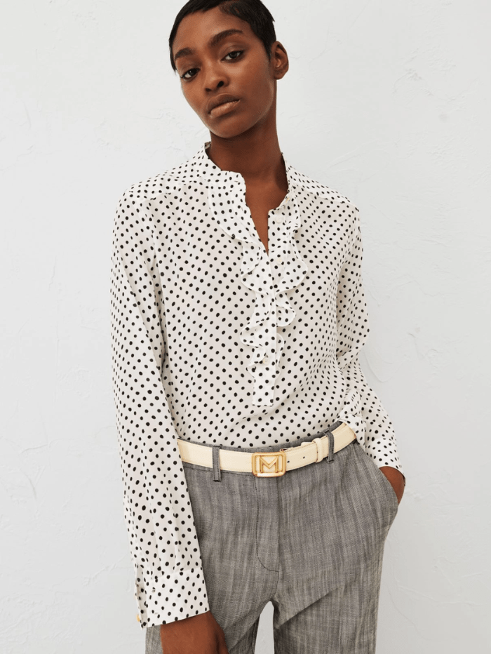 Marella-TAGLIA-Ruched-Polka-Dot-Patterned-Blouse-24131111512 Col 001 izzi-of-baslow