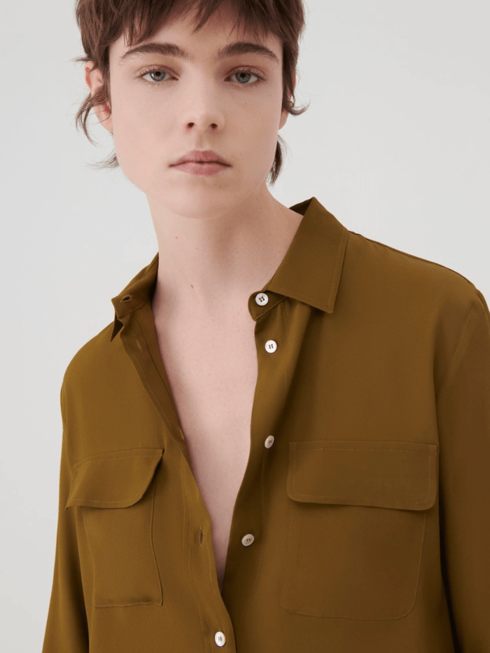 Marella Tops Marella Uvetta Olive Shirt With Silk 23311606382 Col 008 izzi-of-baslow