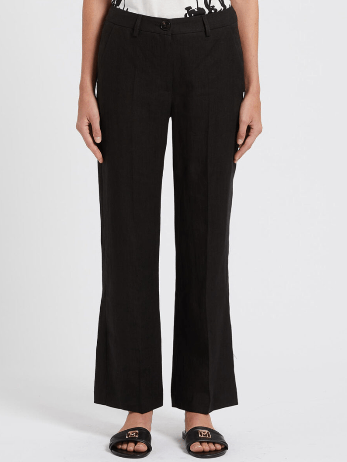 Marella Trousers Marella MUSCHIO Black Linen Trousers 24131312722 Col 003 izzi-of-baslow