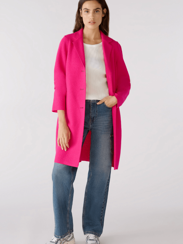 Oui-Mayson-Boiled-Wool-Coat-Pure-New-Wool-in-Pink 79918 Col 3394-of-baslow