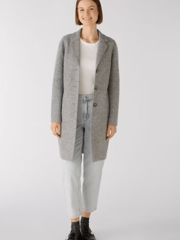 Oui Mayson Coat Boiled Wool - Pure New Wool in Grey 79918 9507 izzi-of-baslow