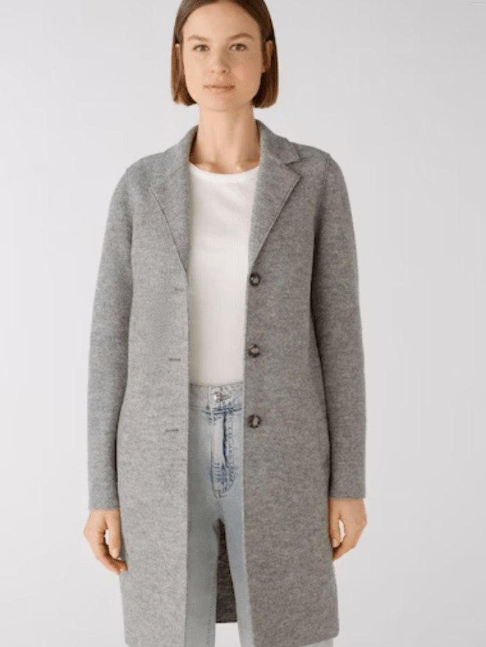 Oui Mayson Coat Boiled Wool - Pure New Wool in Grey 79918 9507 izzi-of-baslow