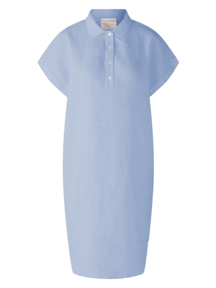 Oui Dresses 8/34 Oui Linen Dress With Jersey Patch In Light Blue 78897 Col 5180 izzi-of-baslow