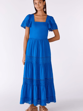 Oui Broderie Anglaise Tie Back Maxi Dress in Cotton in Azur Blue 78593 5428 izz-of-baslow