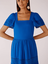 Oui Broderie Anglaise Tie Back Maxi Dress in Cotton in Azur Blue 78593 5428 izz-of-baslow