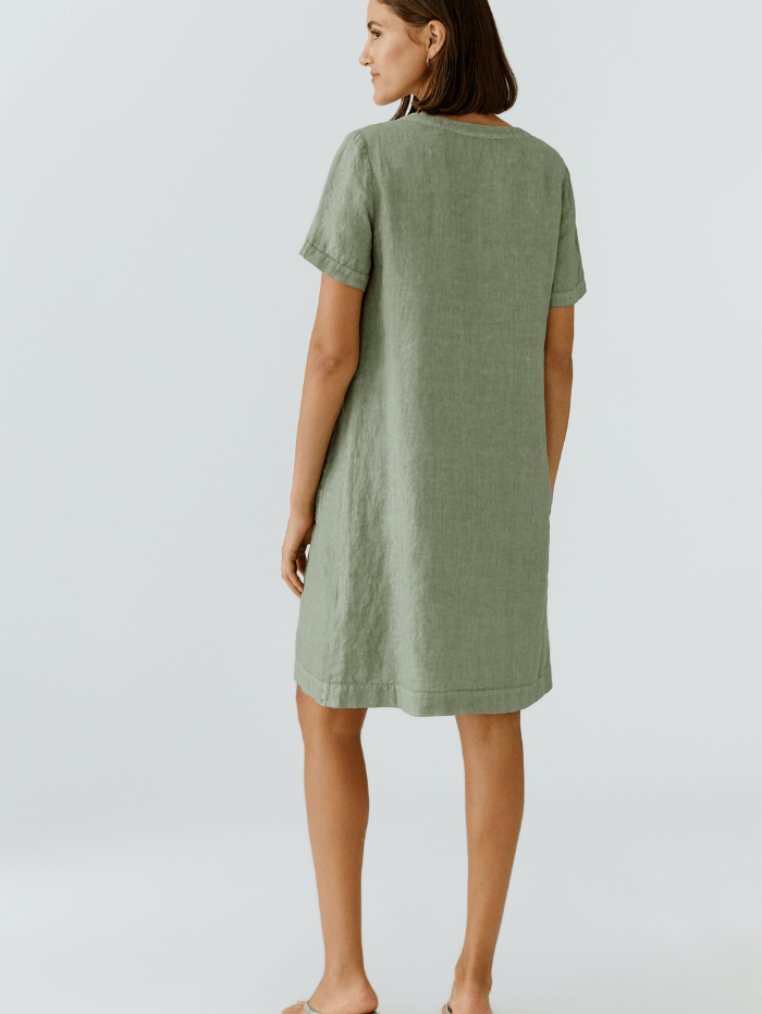 oui linen dress Oui Ribbed Neck Linen Dress, White