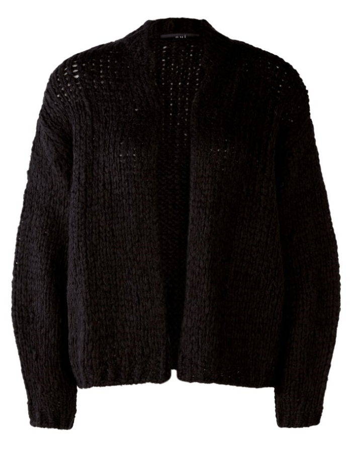 Oui-Black-Open-Front-Cardigan-With-Wool-And-Mohair-Content 79987 Col 9990 izzi-of-baslow