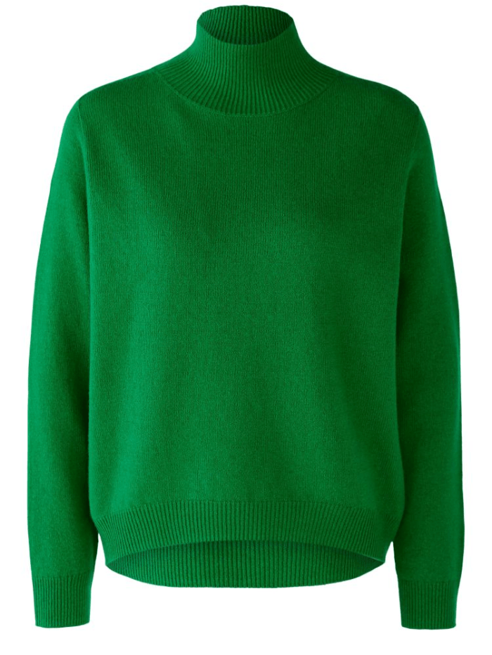 Oui-Green-Wool-Blend-Jumper-With-High-Neck 79985 Col 6466 izzi-of-baslow