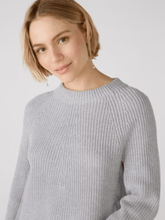 Oui Knitwear Oui Light Grey Jumper with zip detail 79916 9283 izzi-of-baslow