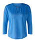 Oui Knitwear Oui Notch Neck Linen T Shirt in Azure Blue 78413 5288 izzi-of-baslow
