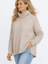 Oui Knitwear Oui Oatmeal Brown Roll Necked Jumper 73331 7059 izzi-of-baslow