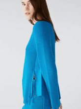 Oui Knitwear Oui Rubi Blue Jumper with zip detail 79916 5932 izzi-of-baslow