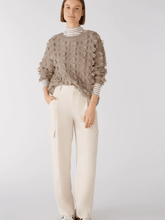 Oui-Taupe-Jumper-With-Fringe-Detail 79376 Col 8131 izzi-of-baslow