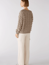 Oui-Taupe-Jumper-With-Fringe-Detail 79376 Col 8131 izzi-of-baslow