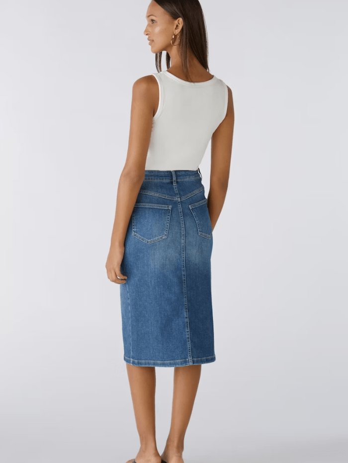 Oui-Authentic-Mid-Wash-Denim-Midi-Skirt-85866 Col 5500 izzi-of-baslow