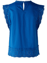 Oui Azur Blue Broderie Anglaise Blouse 78595 5428 izzi-of-baslow