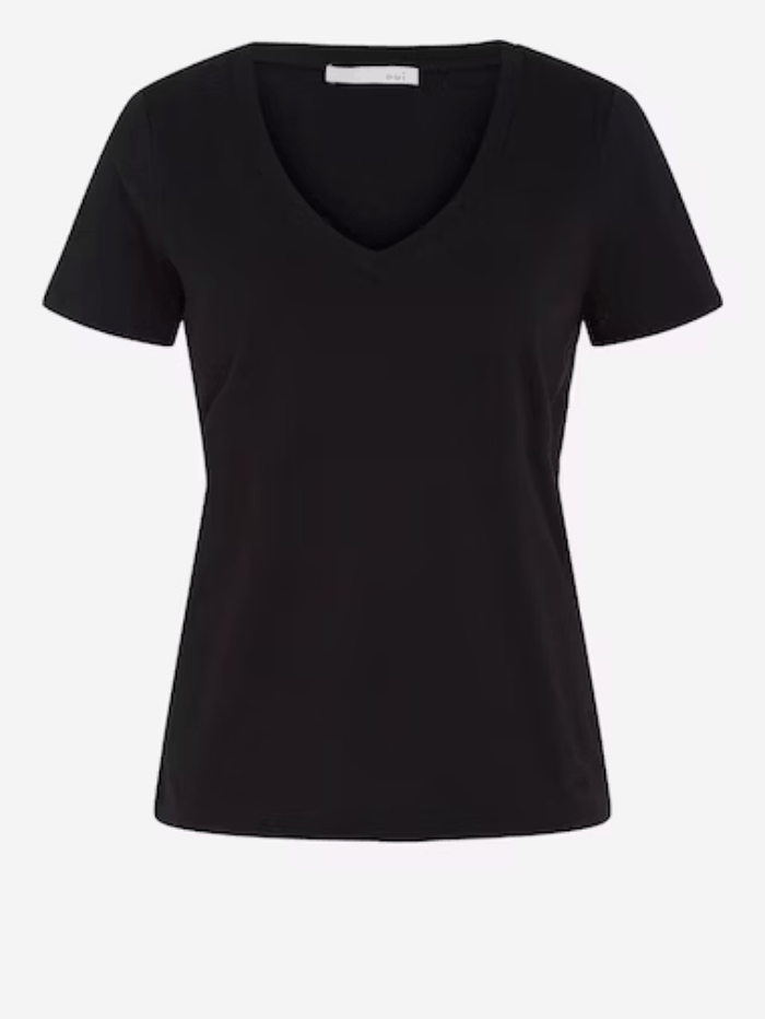 Oui Black Short Sleeved V Necked T Shirt 76717 9990 izzi-of-baslow
