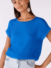 Oui Blue Round Necked Top 79015 5428 izzi-of-baslow