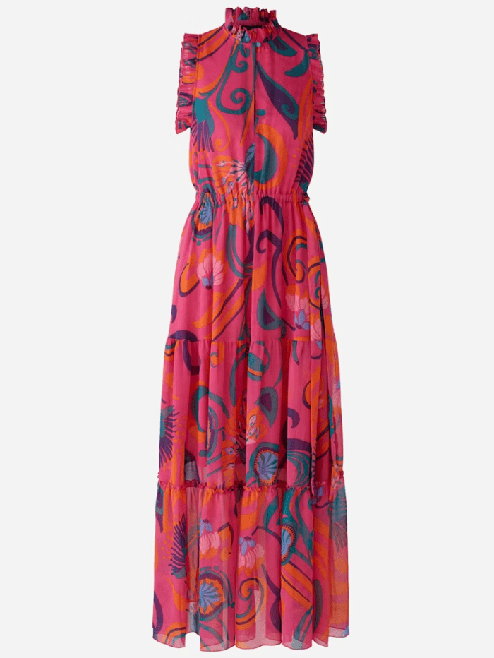 Oui-Patterned-Chiffon-Maxi-Dress-In-Pink-And-Orange-86718-Col-0342-izzi-of-baslow