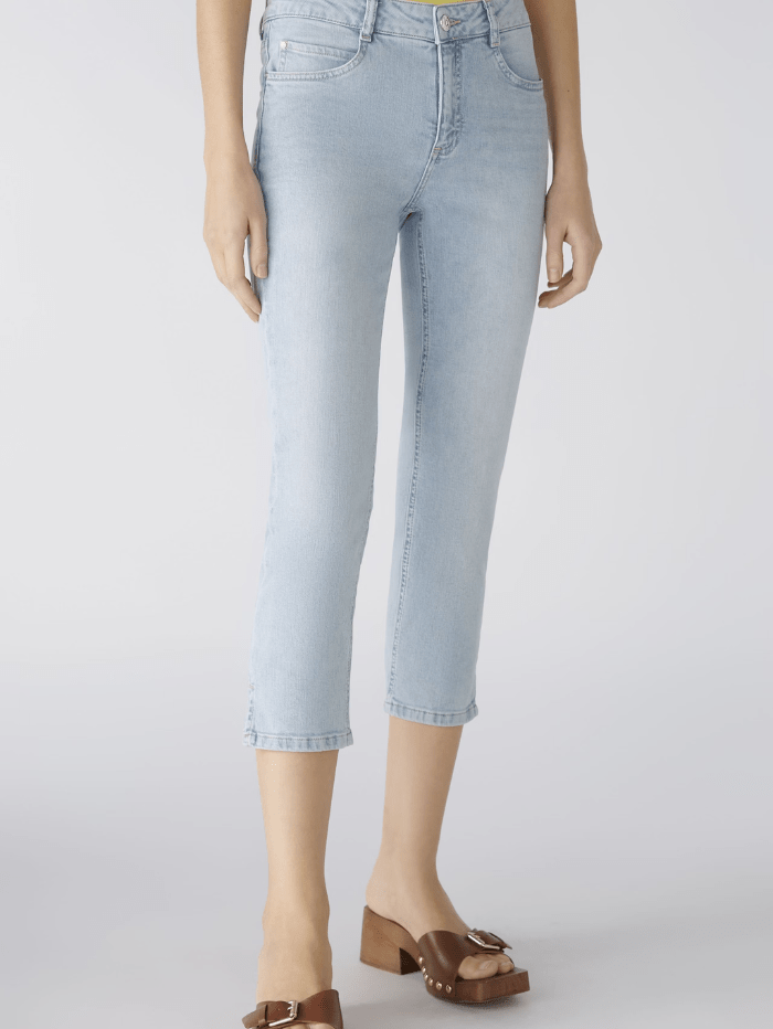 Oui Trousers Oui Cropped Mid Waist Jeans In Light Blue 87534 Col 5300 izzi-of-baslow