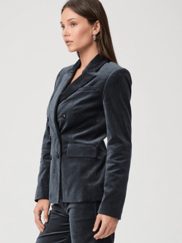 Blue Gray Velvet Blazer Blue Grey Blazer Womens Grey Blazer Super