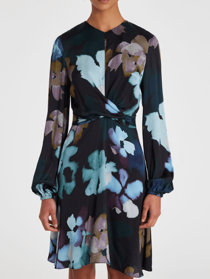 Paul-Smith-Navy-Marsh-Marigold-Print-Dress W2R 571D L31086 Col 49 izzi-of-baslow
