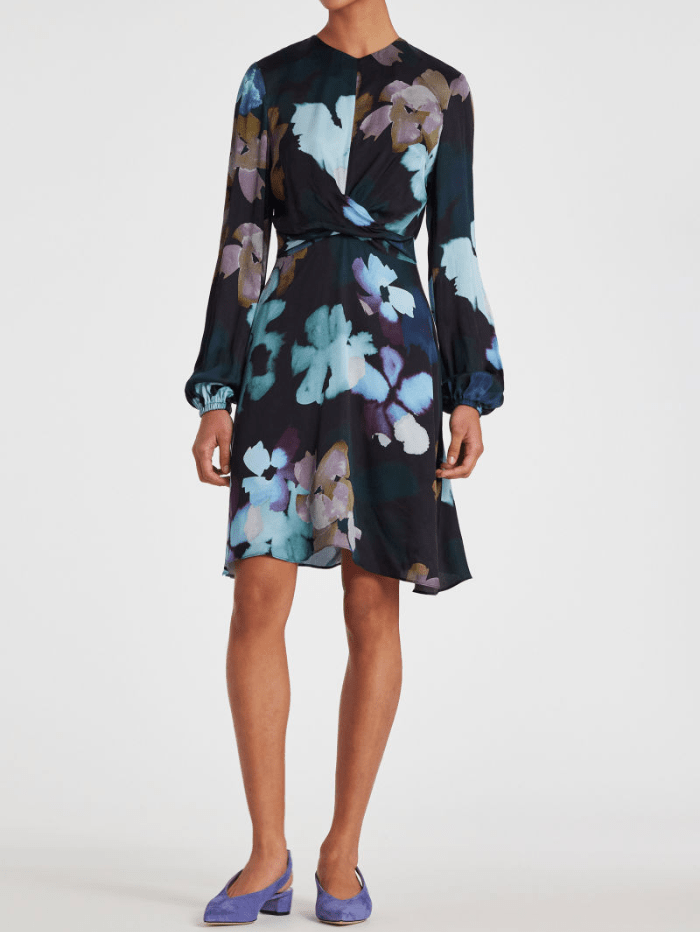 Paul-Smith-Navy-Marsh-Marigold-Print-Dress W2R 571D L31086 Col 49 izzi-of-baslow