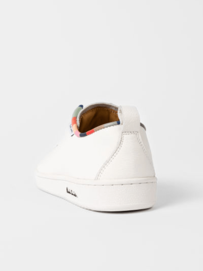 Paul Smith Leather Miyata White Trainers with Swirl Trim W1S MIY01 KLEA.01