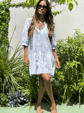 Rose-And-Rose-PALERMO-Mini-Dress-In-Pale-Blue-And-White izzi-of-baslow