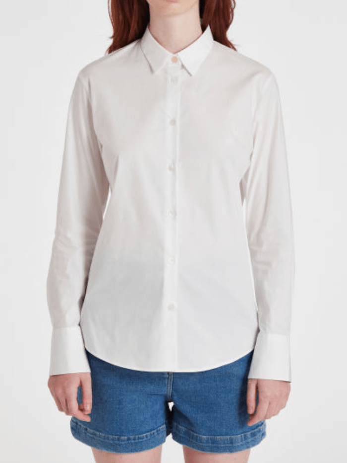 Paul Smith White Cotton Spray Swirl Cuff Long Sleeved Shirt W2R-019BB-K21598.01 izzi-of-baslow