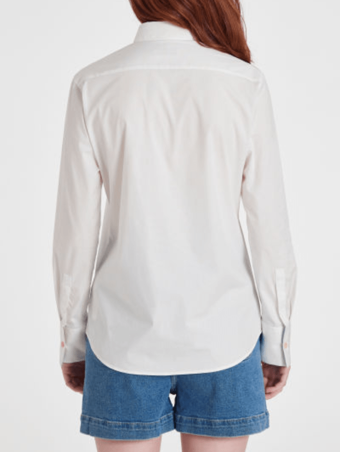 Paul Smith White Cotton Spray Swirl Cuff Long Sleeved Shirt W2R-019BB-K21598.01 izzi-of-baslow