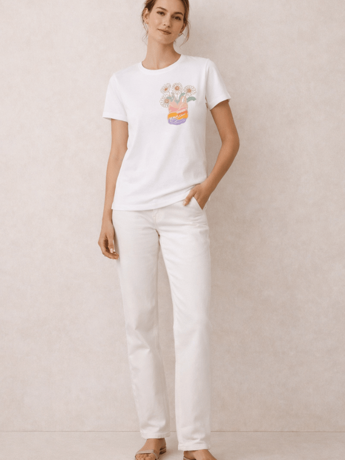 Paul Smith Tops Paul Smith White Daisy Print T Shirt W2R-G799-MP4517.01 izzi-of-baslow